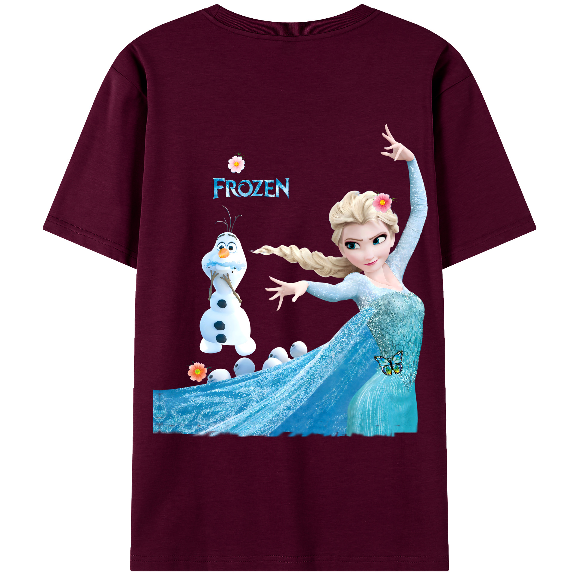 （画像用） アナと雪の女王 アンナ エルサ Frozen Anna Elsa レディース半袖Tシャツ(バックプリント)